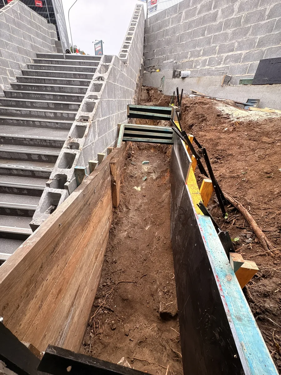 Concreting & Excavations project — Formwork for concrete steps and a retaining wall